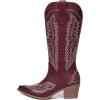imageAthlefit Cowboy Boots for Women Western Cowgirl Square Toe boots Embroidery Chunky Heel MidCalf BootsRed