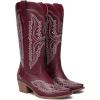 imageAthlefit Cowboy Boots for Women Western Cowgirl Square Toe boots Embroidery Chunky Heel MidCalf BootsRed