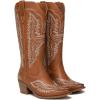 imageAthlefit Cowboy Boots for Women Western Cowgirl Square Toe boots Embroidery Chunky Heel MidCalf BootsTan