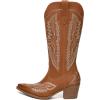 imageAthlefit Cowboy Boots for Women Western Cowgirl Square Toe boots Embroidery Chunky Heel MidCalf BootsTan