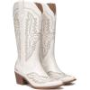imageAthlefit Cowboy Boots for Women Western Cowgirl Square Toe boots Embroidery Chunky Heel MidCalf BootsWhite