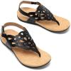 imageAthlefit Orthopedic Sandals for Women Summer Adjustable Orthotic Thong Sandals with Arch SupportBlack