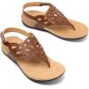 imageAthlefit Orthopedic Sandals for Women Summer Adjustable Orthotic Thong Sandals with Arch SupportBrown