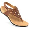 imageAthlefit Orthopedic Sandals for Women Summer Adjustable Orthotic Thong Sandals with Arch SupportBrown
