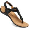 imageAthlefit Womens Orthopedic Arch Support Sandals Comfortable Thong TStrap Orthotic Casual Flat SandalsBlack
