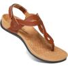 imageAthlefit Womens Orthopedic Arch Support Sandals Comfortable Thong TStrap Orthotic Casual Flat SandalsBrown
