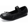 imageAthlefit Ballet Flats Shoes for Women Mary Jane Flats Bow Dressy Comfortable Round Toe Slip On Ballerina Flat ShoesBlack Pu