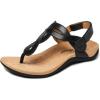 imageAthlefit Womens Orthopedic Arch Support Sandals Comfortable Thong TStrap Orthotic Casual Flat SandalsBlack