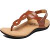 imageAthlefit Womens Orthopedic Arch Support Sandals Comfortable Thong TStrap Orthotic Casual Flat SandalsBrown