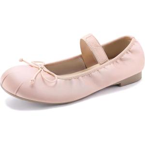 imageAthlefit Ballet Flats Shoes for Women Mary Jane Flats Bow Dressy Comfortable Round Toe Slip On Ballerina Flat ShoesPink
