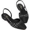 imageAthlefit Slingback Flats for Women Square Pointed Toe Two Toned Flats Wedding Pumps for WomenBlack White Thread