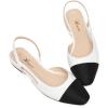imageAthlefit Slingback Flats for Women Square Pointed Toe Two Toned Flats Wedding Pumps for WomenWhite