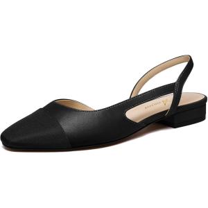 imageAthlefit Slingback Flats for Women Square Pointed Toe Two Toned Flats Wedding Pumps for WomenBlack