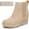 imageAthlefit Womens Wedge Boots Comfortable Ankle Wedge BootiesNude