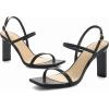 imageAthlefit Womens Strappy High Heels Square Open Toe Heeled Sandals Ankle Strap Dressy Wedding Party ShoesBlack