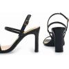 imageAthlefit Womens Strappy High Heels Square Open Toe Heeled Sandals Ankle Strap Dressy Wedding Party ShoesBlack