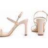 imageAthlefit Womens Strappy High Heels Square Open Toe Heeled Sandals Ankle Strap Dressy Wedding Party ShoesNude