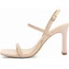 imageAthlefit Womens Strappy High Heels Square Open Toe Heeled Sandals Ankle Strap Dressy Wedding Party ShoesNude