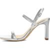 imageAthlefit Womens Strappy High Heels Square Open Toe Heeled Sandals Ankle Strap Dressy Wedding Party ShoesSilver
