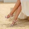 imageAthlefit Womens Strappy High Heels Square Open Toe Heeled Sandals Ankle Strap Dressy Wedding Party ShoesWhite