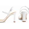 imageAthlefit Womens Strappy High Heels Square Open Toe Heeled Sandals Ankle Strap Dressy Wedding Party ShoesWhite