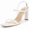 imageAthlefit Womens Strappy High Heels Square Open Toe Heeled Sandals Ankle Strap Dressy Wedding Party ShoesWhite