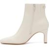 imageAthlefit Womens Ankle Boots Fashion Square Toe Chunky Heeled Short Boots with Side ZipperBeige