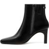 imageAthlefit Womens Ankle Boots Fashion Square Toe Chunky Heeled Short Boots with Side ZipperBlack