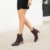 imageAthlefit Womens Ankle Boots Fashion Square Toe Chunky Heeled Short Boots with Side ZipperBurgundy