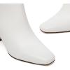 imageAthlefit Womens Ankle Boots Fashion Square Toe Chunky Heeled Short Boots with Side ZipperWhite