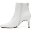 imageAthlefit Womens Ankle Boots Fashion Square Toe Chunky Heeled Short Boots with Side ZipperWhite