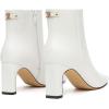 imageAthlefit Womens Ankle Boots Fashion Square Toe Chunky Heeled Short Boots with Side ZipperWhite