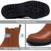 imageAthlefit Womens Chelsea Ankle Boots Platform Slip On Chunky Heel Lug Sole Leather BootiesBrown