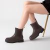 imageAthlefit Womens Chelsea Ankle Boots Platform Slip On Chunky Heel Lug Sole Leather BootiesDark Brown