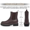 imageAthlefit Womens Chelsea Ankle Boots Platform Slip On Chunky Heel Lug Sole Leather BootiesDark Brown