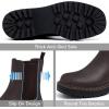 imageAthlefit Womens Chelsea Ankle Boots Platform Slip On Chunky Heel Lug Sole Leather BootiesDark Brown