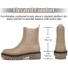 imageAthlefit Womens Chelsea Ankle Boots Platform Slip On Chunky Heel Lug Sole Leather BootiesLight Khaki