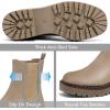 imageAthlefit Womens Chelsea Ankle Boots Platform Slip On Chunky Heel Lug Sole Leather BootiesLight Khaki