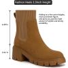 imageAthlefit Womens Chelsea Boots Fashion Slip on Platform Ankle Boots Lug Sole Chunky BootiesBrown Suede