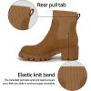 imageAthlefit Womens Chelsea Boots Fashion Slip on Platform Ankle Boots Lug Sole Chunky BootiesBrown Suede