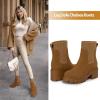 imageAthlefit Womens Chelsea Boots Fashion Slip on Platform Ankle Boots Lug Sole Chunky BootiesBrown Suede