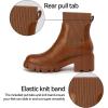 imageAthlefit Womens Chelsea Boots Fashion Slip on Platform Ankle Boots Lug Sole Chunky BootiesTan