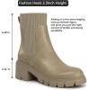 imageAthlefit Womens Chelsea Boots Fashion Slip on Platform Ankle Boots Lug Sole Chunky BootiesTaupe