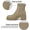 imageAthlefit Womens Chelsea Boots Fashion Slip on Platform Ankle Boots Lug Sole Chunky BootiesTaupe