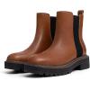 imageAthlefit Womens Chelsea Boots Platform Chunky Heel Slip On Elastic Lug Sole Ankle BootiesBrown
