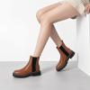 imageAthlefit Womens Chelsea Boots Platform Chunky Heel Slip On Elastic Lug Sole Ankle BootiesBrown