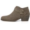 imageAthlefit Womens Chunky Low Heel Ankle Boots Classic Pointed Toe Side Zipper BootiesTaupe Suede