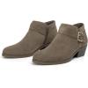 imageAthlefit Womens Chunky Low Heel Ankle Boots Classic Pointed Toe Side Zipper BootiesTaupe Suede