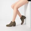 imageAthlefit Womens Chunky Low Heel Ankle Boots Classic Pointed Toe Side Zipper BootiesTaupe Suede