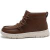 imageAthlefit Womens Lace Up Ankle Boots Casual Comfortable Lightweight Walking Flat Ankle BootiesBrown